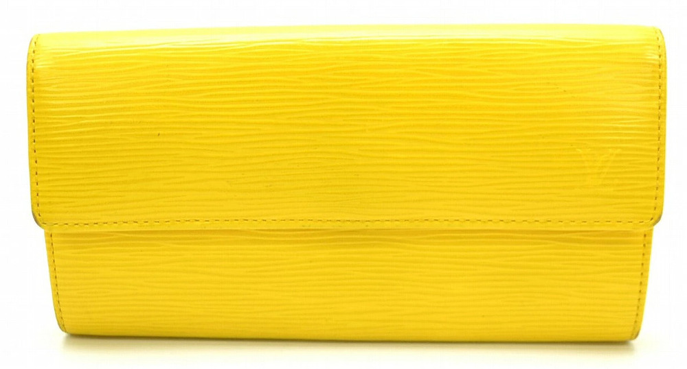 LOUIS VUITTON Epi Portefeuille Sarah Bi fold Zipper Long Wallet Citron Yellow